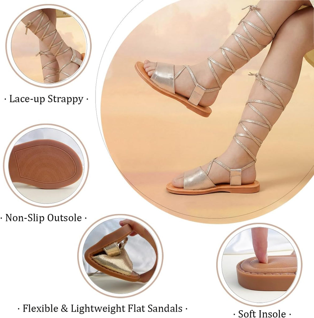 Toddler Girls Sandals Girl Dress Sandal Summer Flat Shoes for Little Kid Big Kids