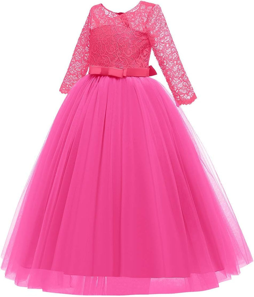 Flower Girl Dress Lace 3/4 Sleeve Wedding Princess Dress