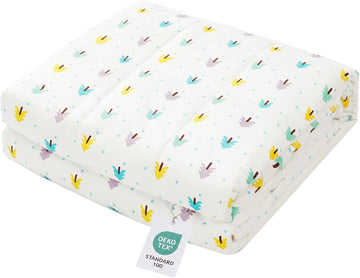 Cotton Weighted Blanket (60"x80", 15lbs, Small Tree Print) | Queen Size High Breathability Heavy Blanket, Soft