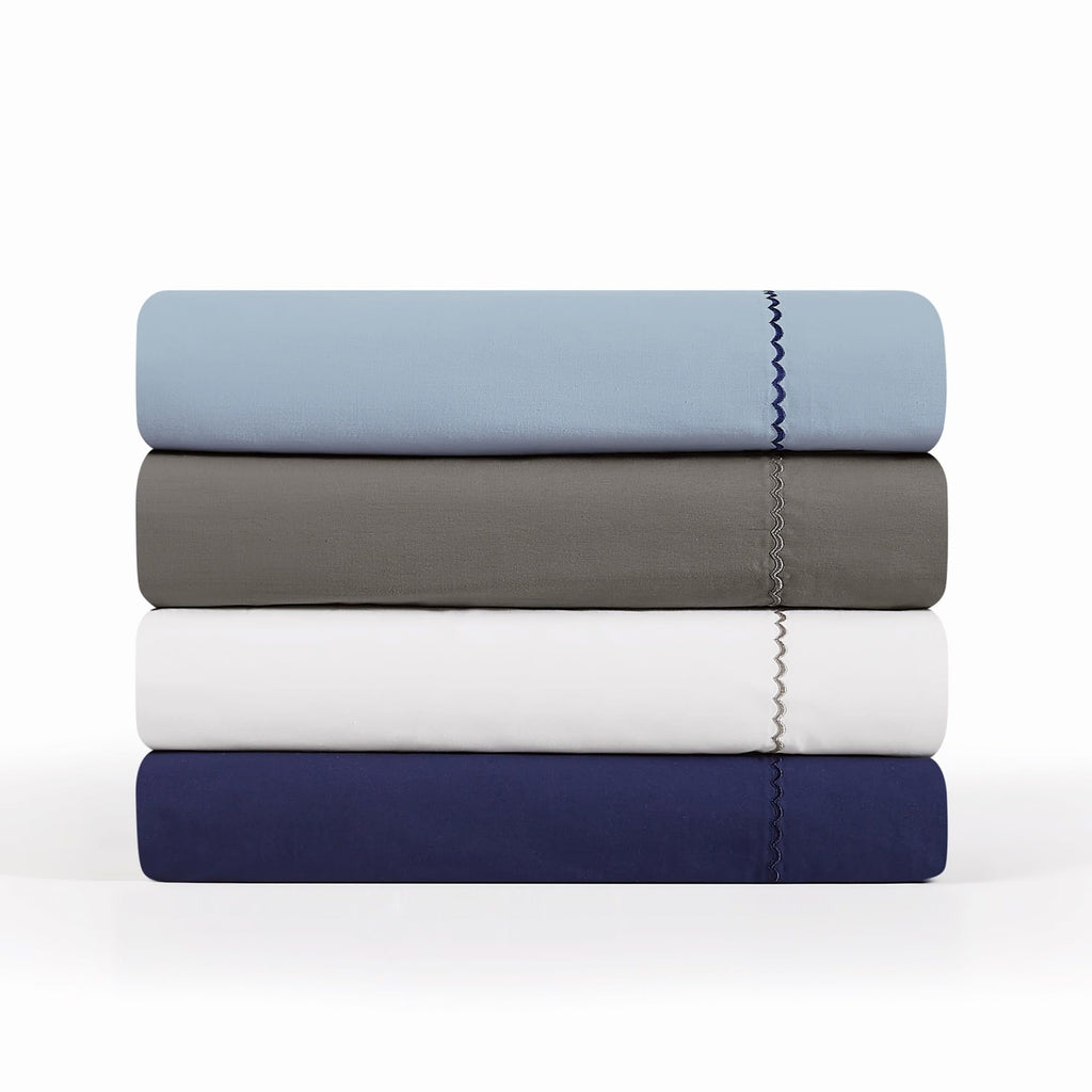 Solid Percale Grey 5 Piece Sheet Set, Solid Color Themed, Embroidered Hem, Oeko-TEX Certified Confidence