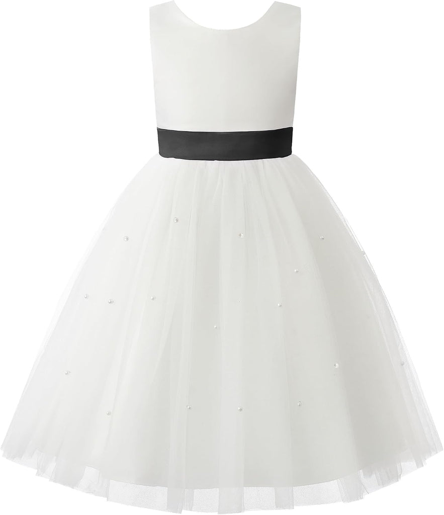 Flower Girls Dress Wedding Satin Dresses Princess Birthday Party Prom Ball Gown