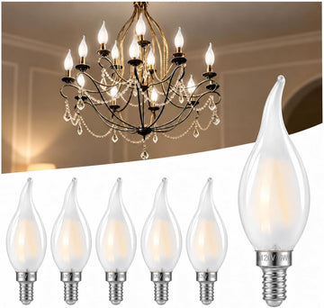 C11 Frosted Chandelier Light Bulbs, 60W 4000K Dimmable, 6 Pack