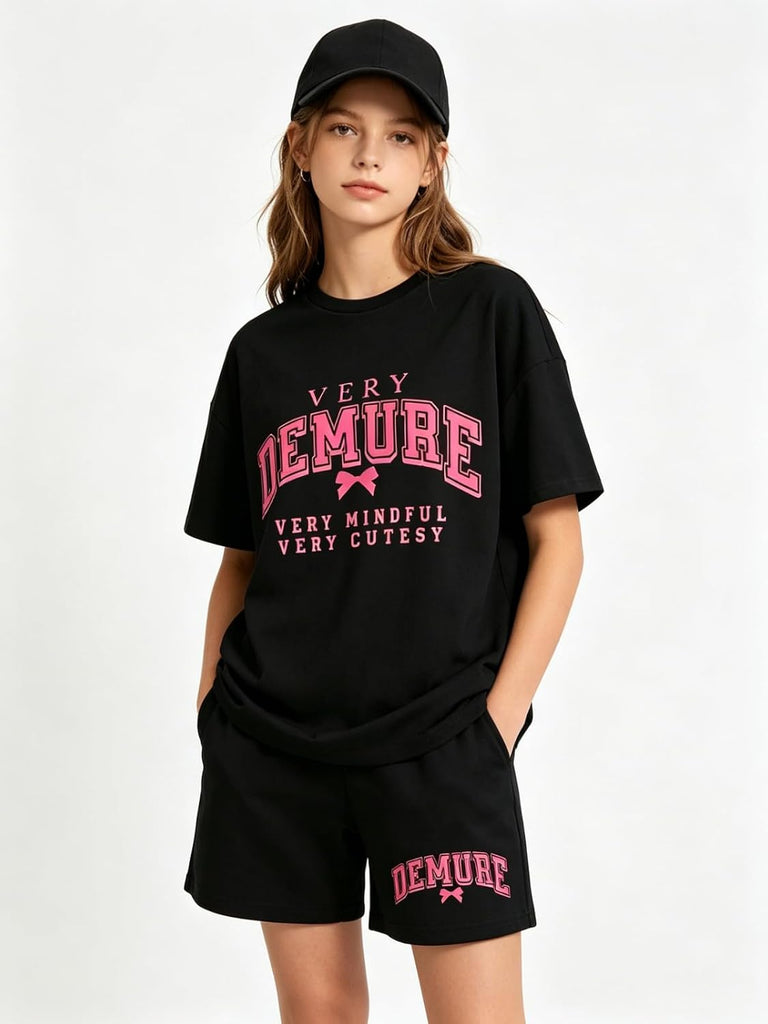Girls Summer Outfits 2 Piece Sets Short Sleeve T-Shirt Top Elastic Waist Shorts Set Casual Clothing Sets