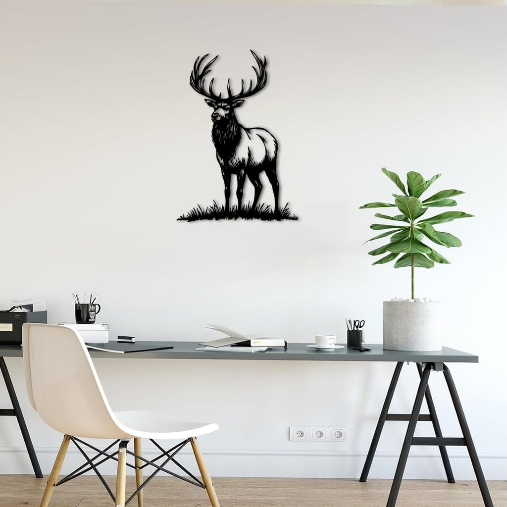 Majestic Elk Silhouette Metal Wall Art Decor Metal Outdoor Decor Metal Signs Artwork Rustic Farmhouse Style Home - Set of 5
