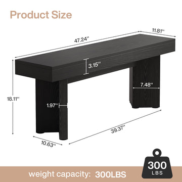 47" Wooden Entryway Bench