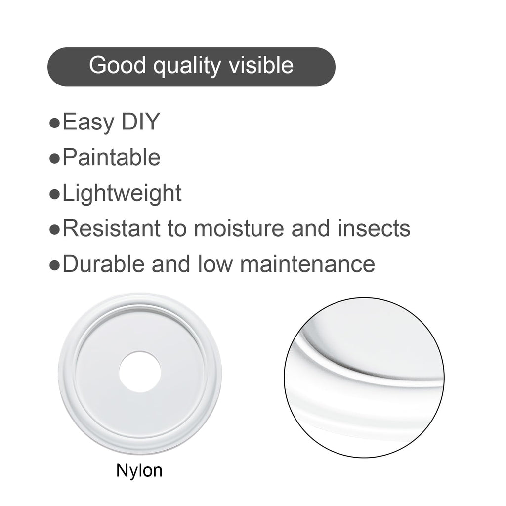 Molded Nylon Ceiling Medallion for Light Fixtures and Ceiling Fans 16"OD x 4"ID x 3/4"P (Fits Canopies up to 12-3/8")