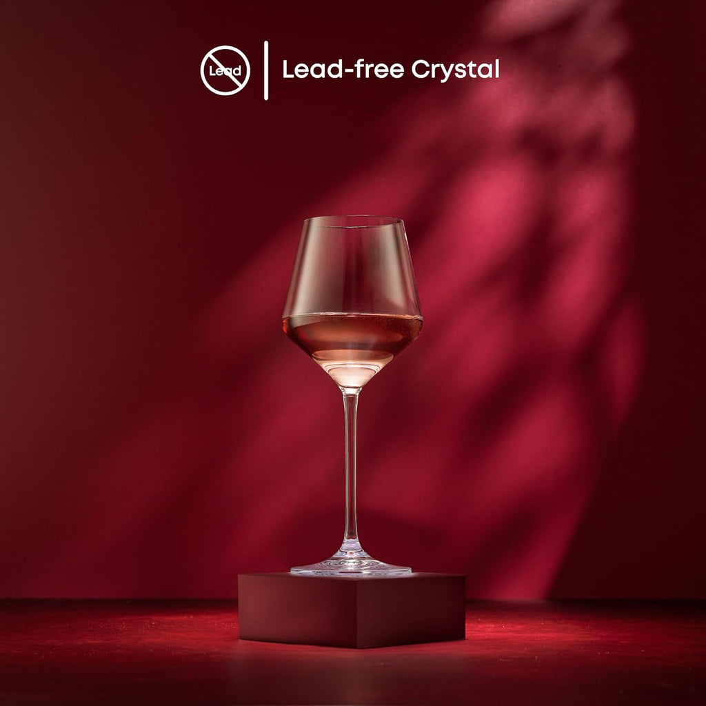 Layla White Wine Glasses, Set of 4 Italian Glasses, 13.5 oz Clear - Made in Europe