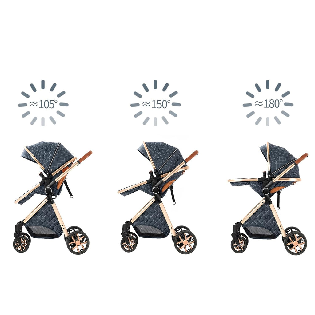 2 in 1 Baby Stroller, Convertible Pram, Reversible Standard Stroller, Portable Baby Buggy, Infant Carriage, Foldable