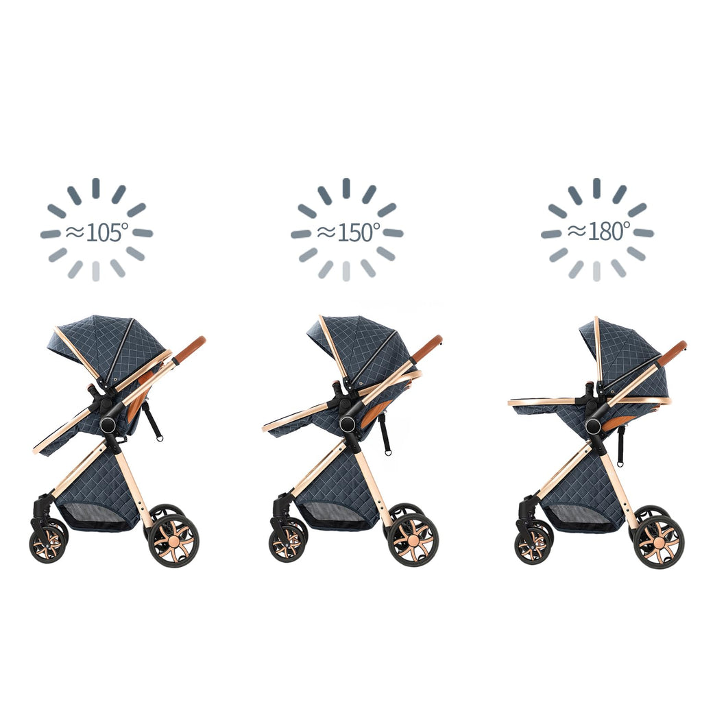 2 in 1 Baby Stroller, Convertible Pram, Reversible Standard Stroller, Portable Baby Buggy, Infant Carriage, Foldable