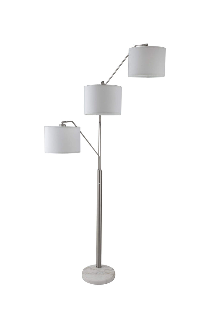 83.5" Arc Tree Floor Lamp - Featrue 3 Hanging White Drum Fabric Shade with Adjustable Swing Arm and Marable Base