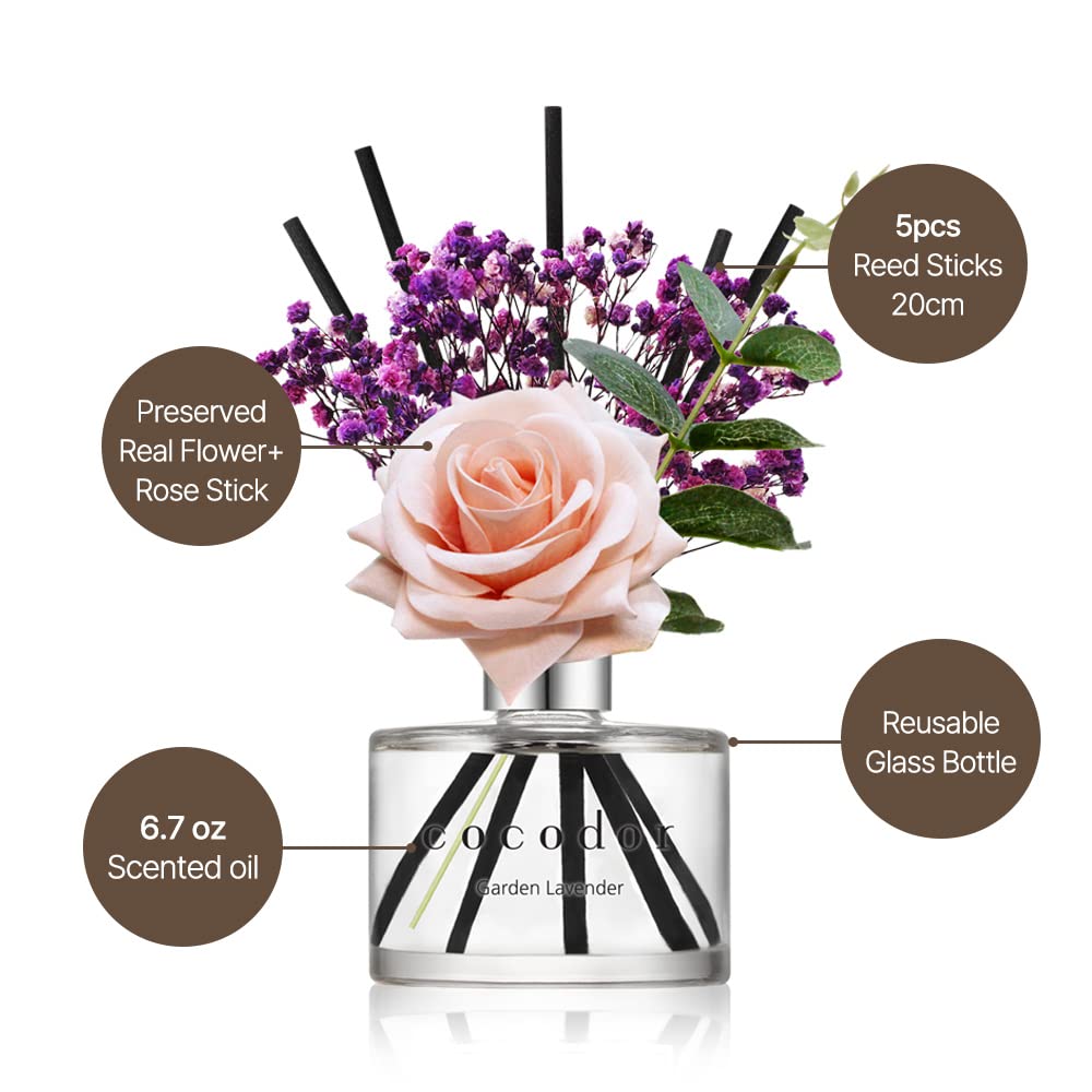 Rose Flower Reed Diffuser/Lovely Peony/6.7oz(200ml)/1 Pack/Reed Diffuser, Reed Diffuser Set, Oil Diffuser & Reed