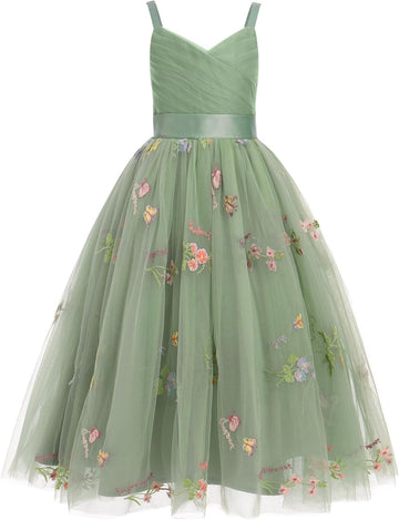 Flower Girls Dress Wedding Spaghetti Strap Princess Ball Gown