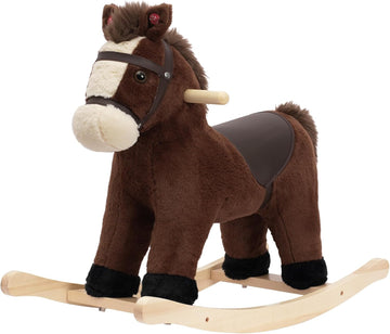 My Baby Rocking Horse, Dark Brown Horse Rocker for Toddlers 18M+, Plush Ride on Horse Toy with Realistic Sound,Soft