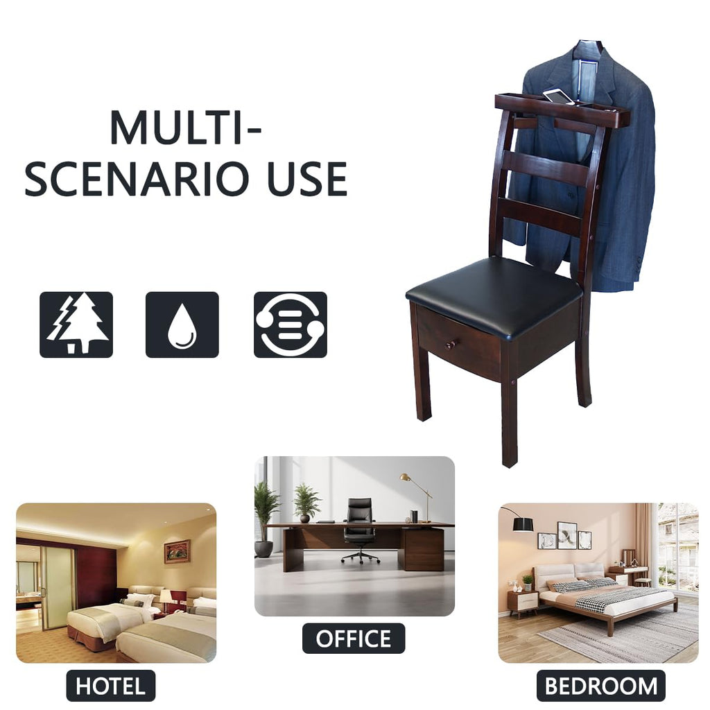 Gentleman's Valet Chairs Clothes Valets with Drawer Hanger Trouser Bar, Home & Garden Household Supplies Storage