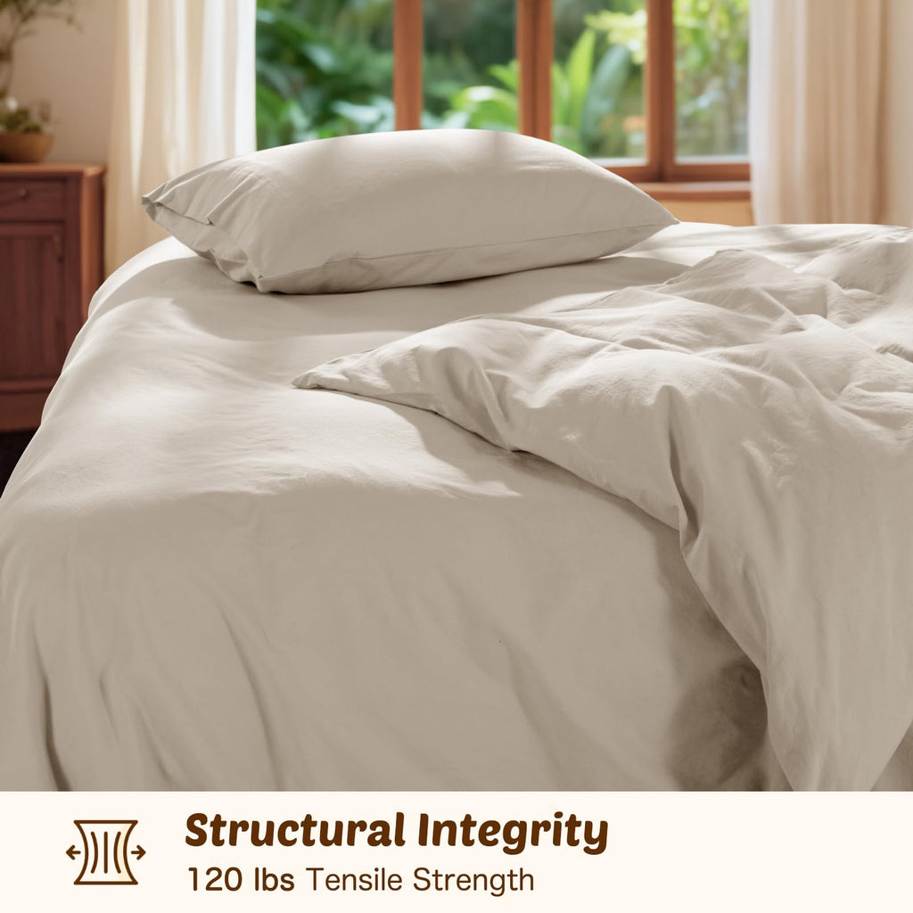 100% Linen Duvet Cover Set, Durable Comforter Cover