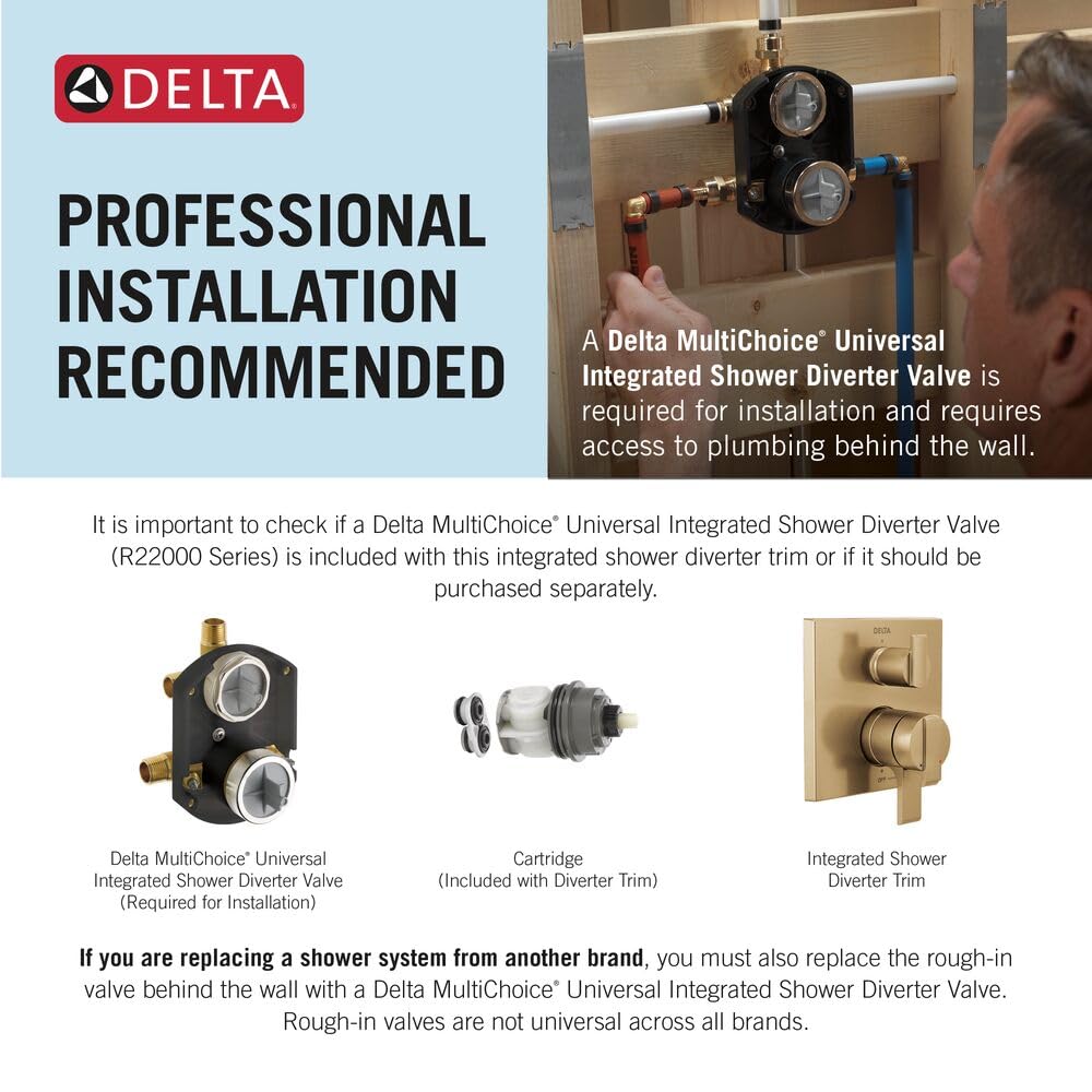 Modern Round Shower System Faucet Set, Brushed Gold 6-inch Shower Head and Handle Set, Valve Trim Kit, Champagne