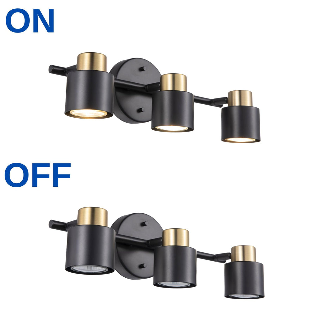 3 Light Track Lighting Kit, Matte Black Brass Finish 3 Way Adjustable with GU10 Modern Ceiling Directional Spot