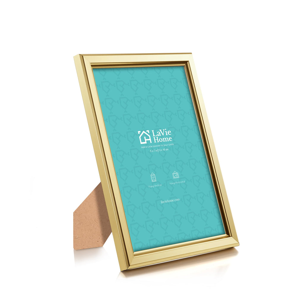 5x7 Picture Frames (6 Pc, Gold) Simple Designed Photo Frame with High Definition Glass for Wall Mount & Table Top