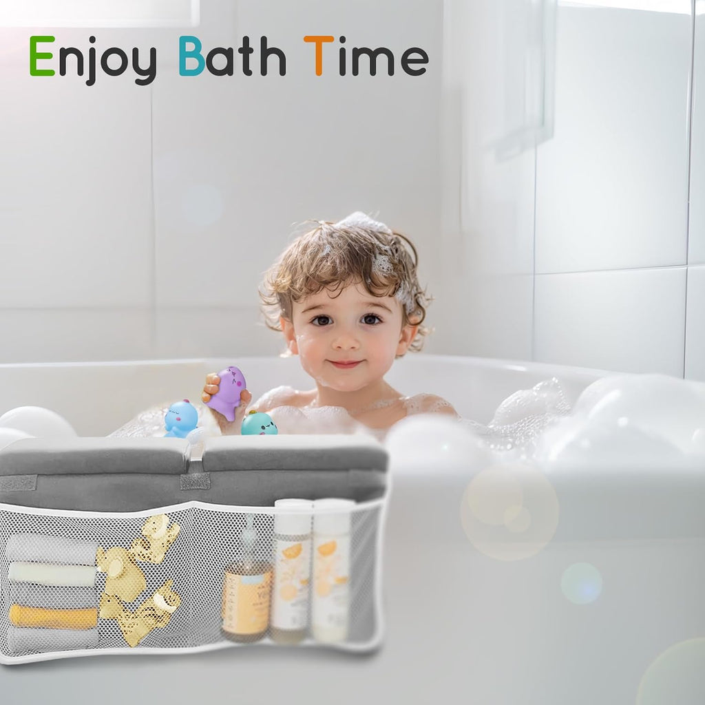 Comfortable Bath Kneeler and Elbow Kneeling Rest Pad for Baby Bathing Parents - Painless Foam Mat with Toy Organizer