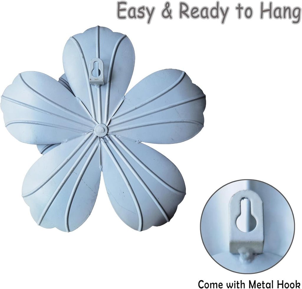Metal Flower Wall Sculpture, 9.5" Grey Golden Rustic Modern Artwork