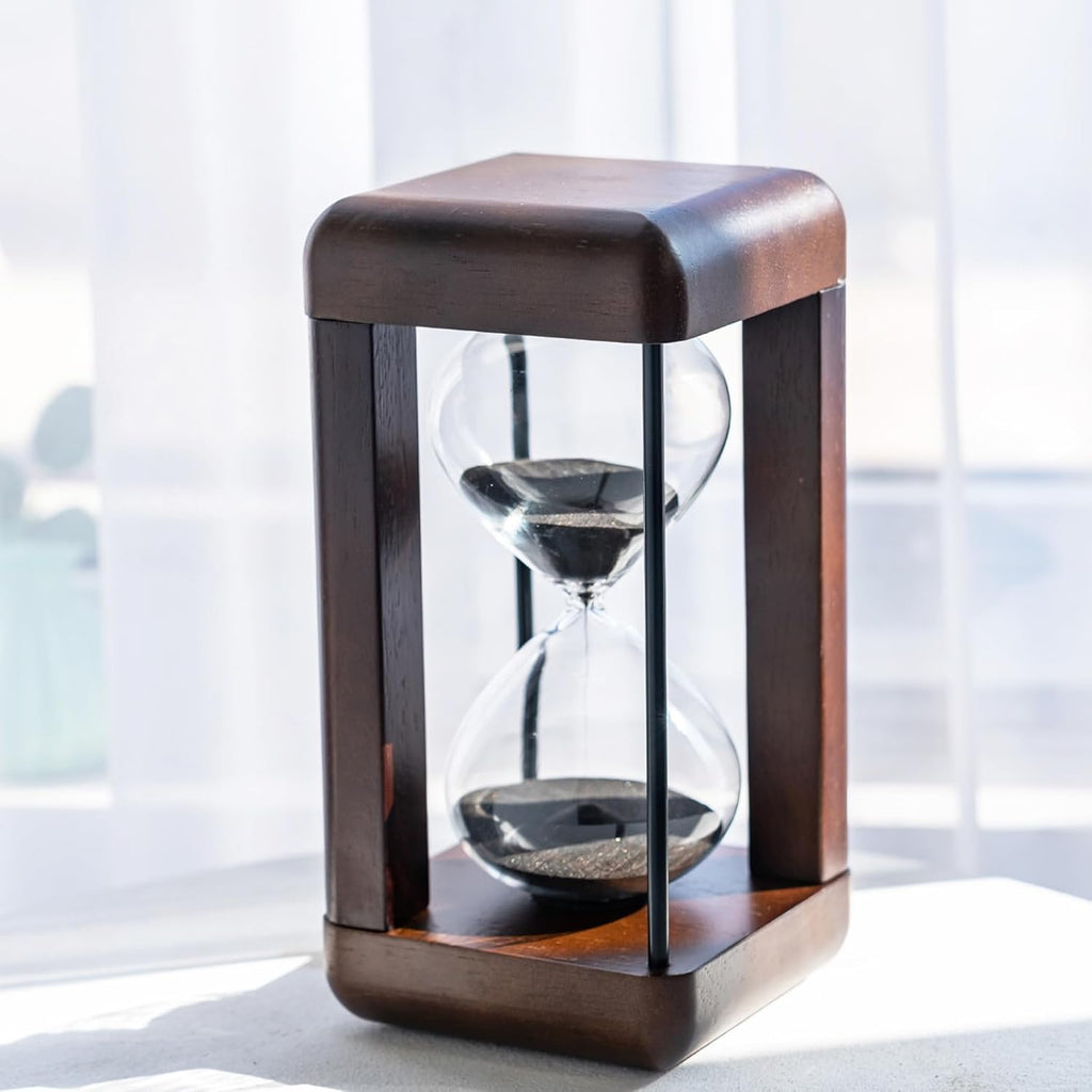 Large Premium Walnut Hourglass,60 Minutes Sand Timers,Hour Glass with Sand Timer for Gift,Hourglass Decor