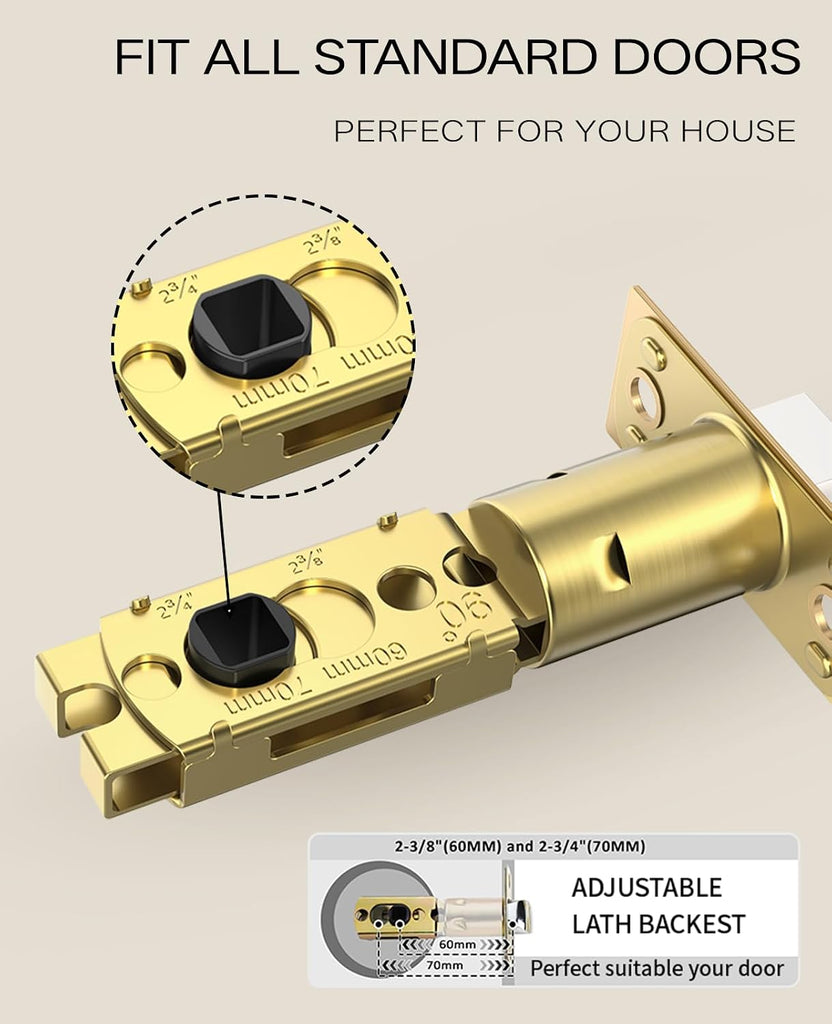 4 Pack Champagne Bronze Passage Door Knobs with Lock, Door Handles with Champagne Bronze Door Knobs Interior , Heavy