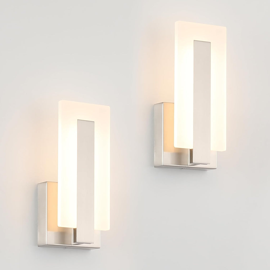Modern LED Wall Sconce Set of 2, Hardwired 3000K Warm White Light Wall Lights, 7W Up and Down Wall Mount Light, 9.76