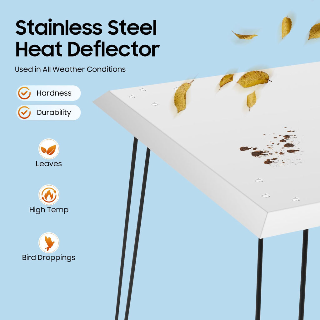 Fire Pit Heat Deflector, 24 x 24 x 24 Inch Stainless Steel Heat Deflector.