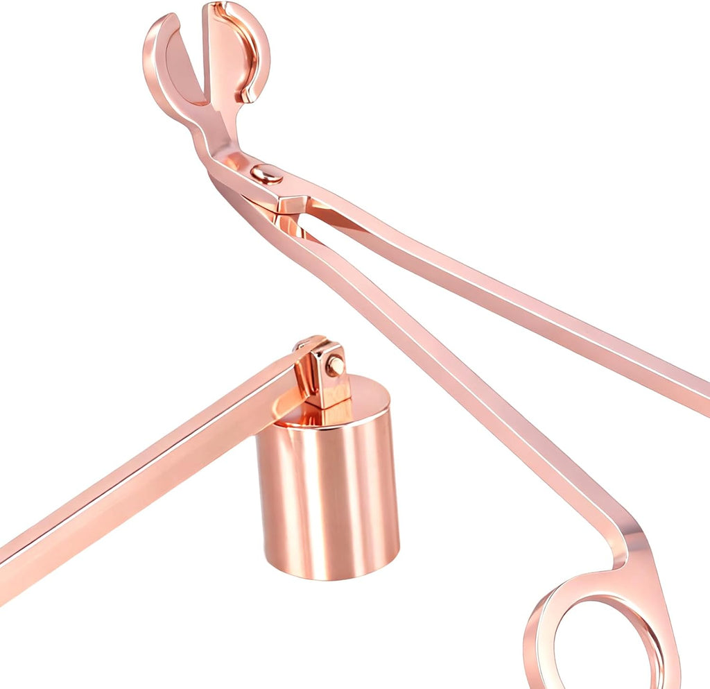 Candle Snuffer and Wick Trimmer, Rose Gold - Set of 4