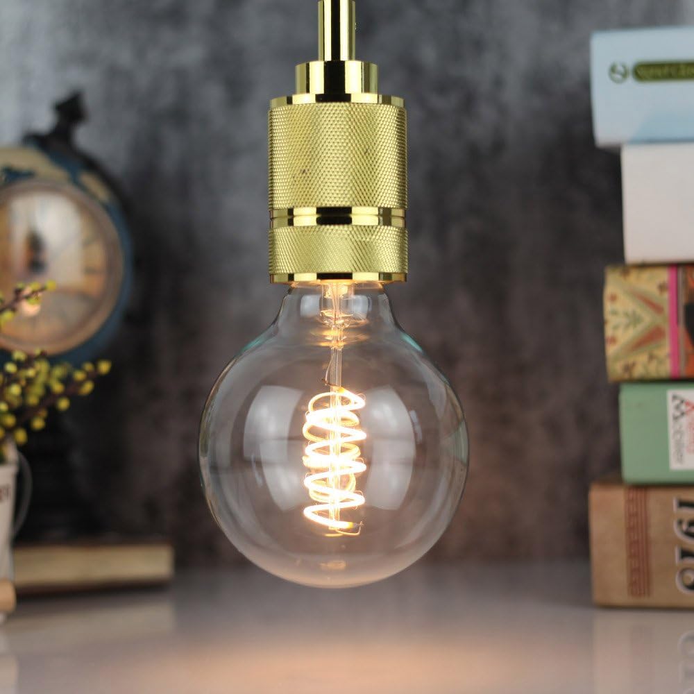 Edison Bulb Led Bulb Vintage 4W Dimmable 110-130V 2000Kelvin Super Yellow Warm Decorative Light Bulb (G30 Spiral