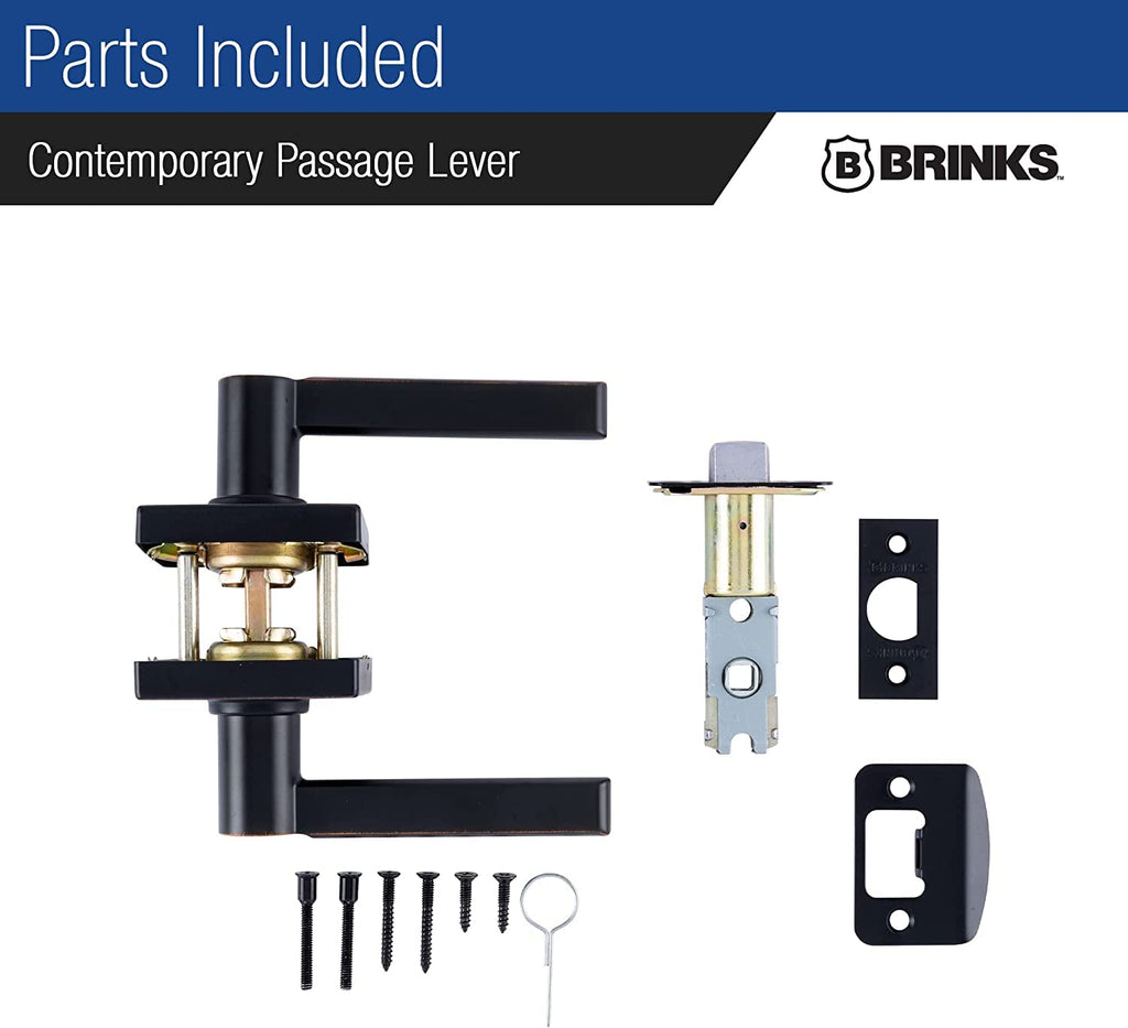 6-Pack Tuscan Bronze Contemporary Interior Passage Straight Door Lever - Keyless Oil Rubbed Bronze Finish Non-Locking