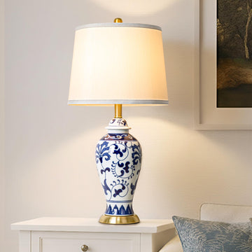 Ceramic Table Lamps 26'' Blue and White lamp, Chinoiserie Table Lamp Classic Blue and White Bedside Desk Nightstand