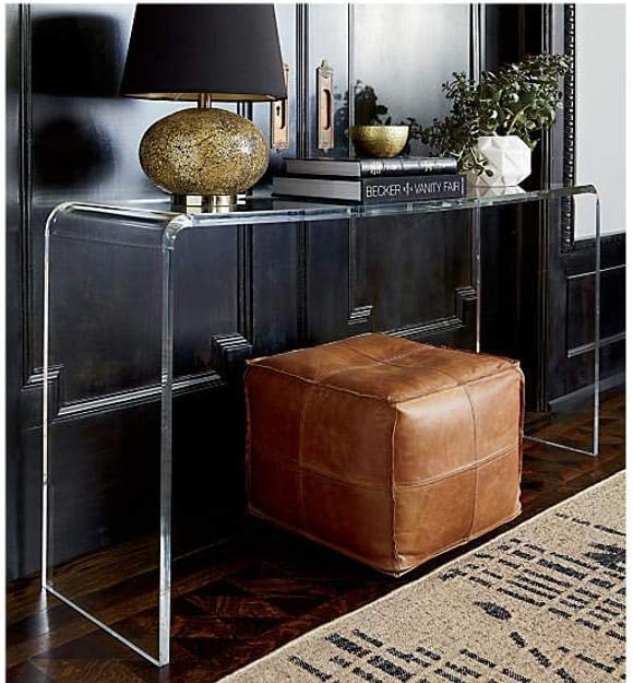 Amazing Square Natural Leather Poufs Living Room Pouf, Moroccan Pouf Ottoman (ONLY Cover, 20x20x16 inch)