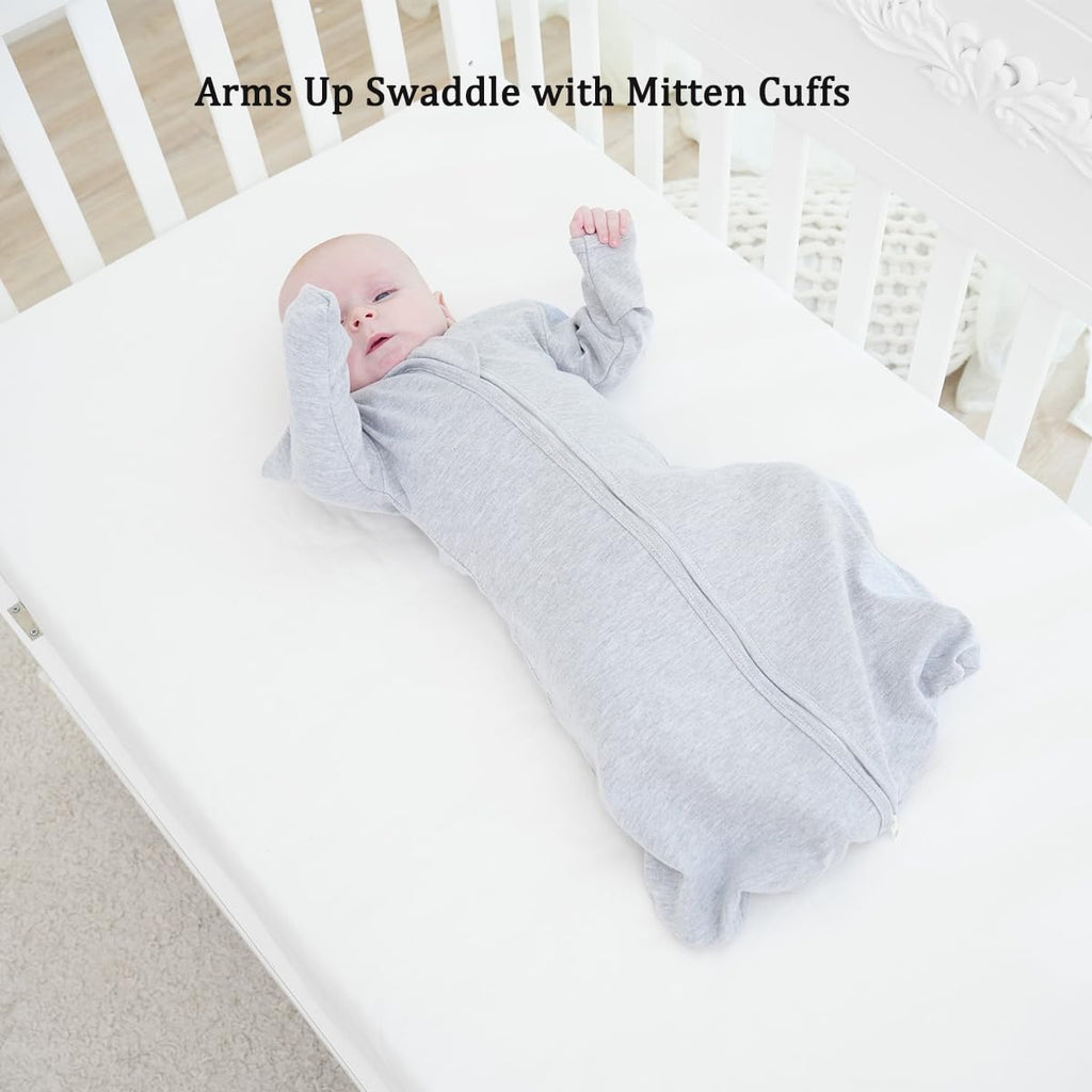 Transition Swaddle Baby Sleep Sack 3-6 Months, Newborn Sleep Swaddle Arms Up Swaddle with Mitten Cuffs, Pack Baby
