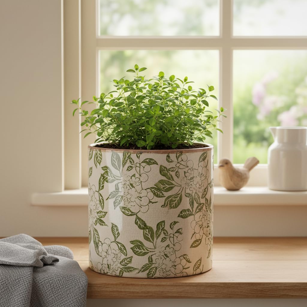 7.7 Inch Large French Farmhouse Ceramic Planter, Indoor Outdoor Home Decor