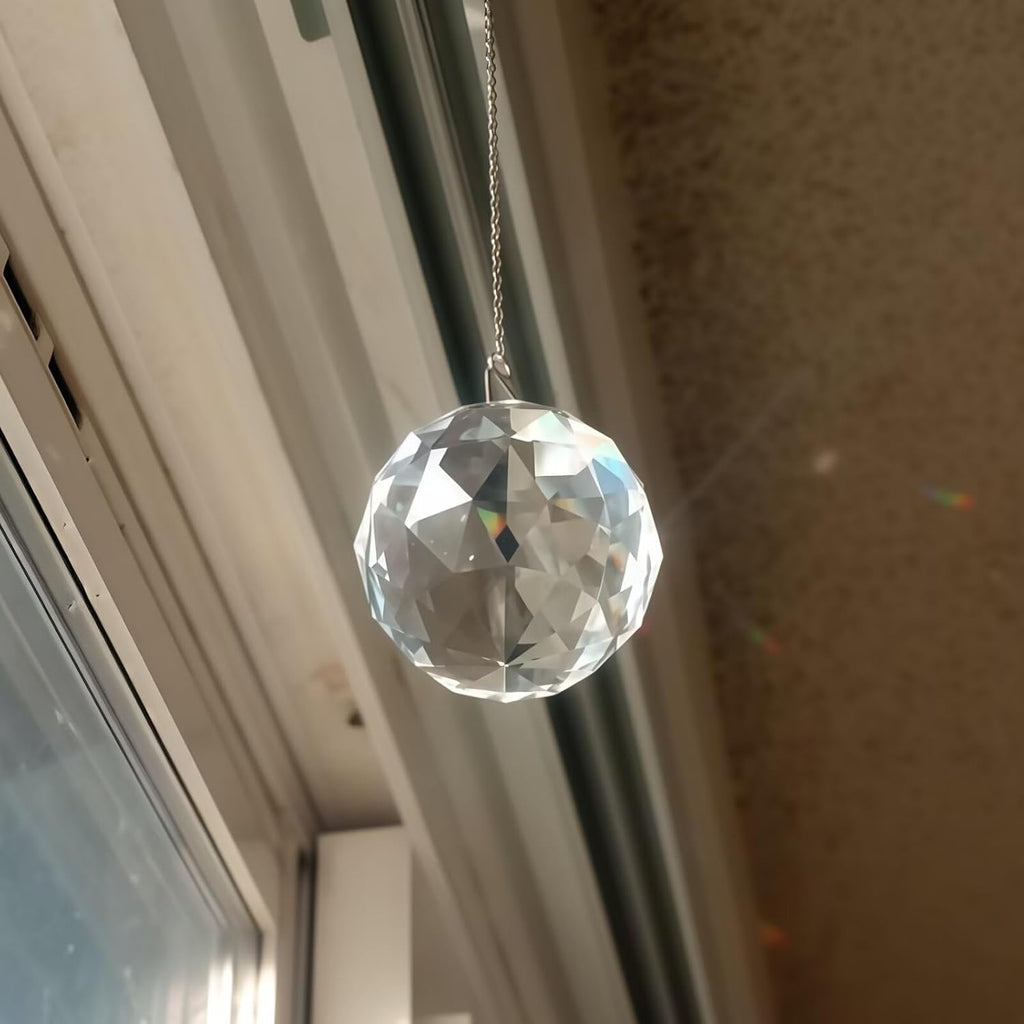 2 Pack Suncatcher Crystals Ball Prism Set, 1.57 Inch Clear Ball Rainbow Maker with Chain for Easy Hanging