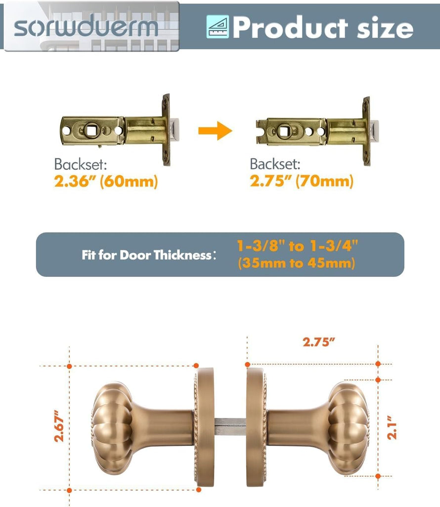 Door Knob Champagne Bronze Passage Interior 1 Pack
