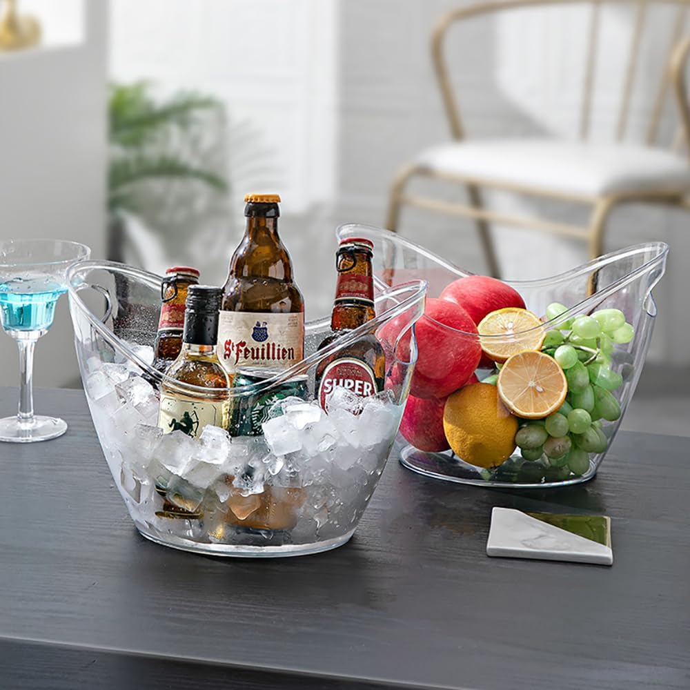 Ice Bucket 4 Liter Champagne Wine Bucket Clear Acrylic Beverage Tub Party Drinks Ice Tub for Wine, Champagne or - Set of 2