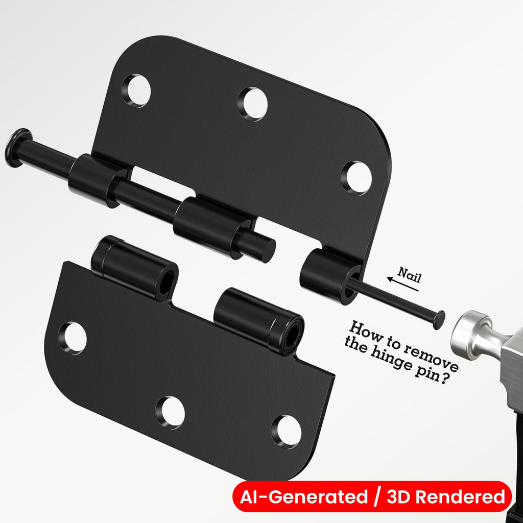 Rounded Matte Black Door Hinges 3.5 Inch 5/8" Lasting No Squeak