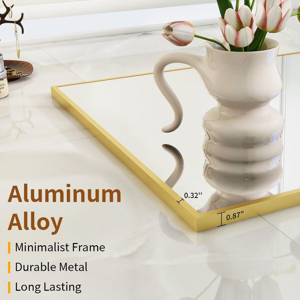 Oversized Full Length Mirror, 86" x 40" Floor Mirror with Stand, Aluminum Alloy Frame Full Body Mirror, Standing