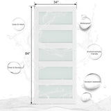 34 x 84 in Glass Barn Door with 6FT Sliding Hardware Kit & Handle, Pre-Drilled Ready to Assemble, Wa