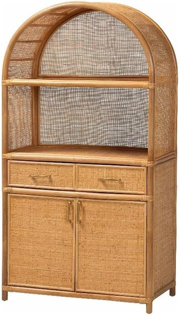 Mairen Arched Natural Rattan Storage Cabinet
