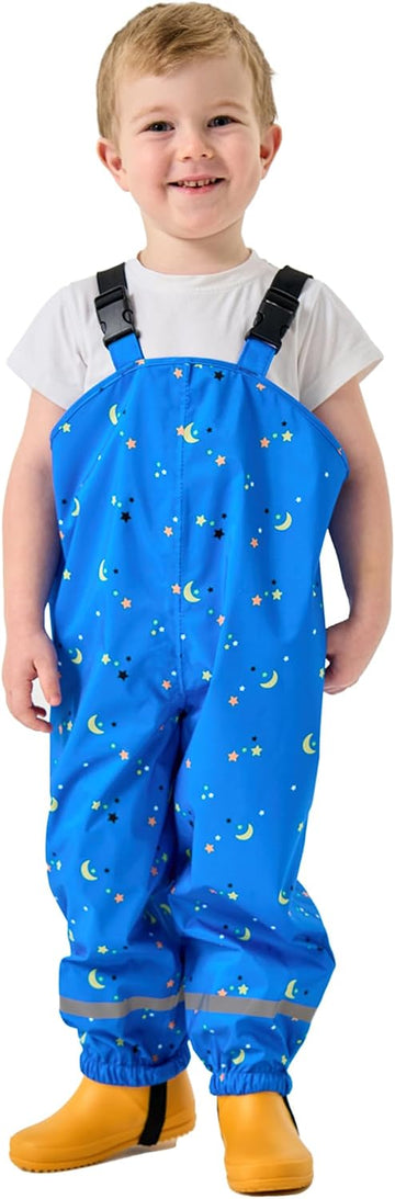 Boys Girls Rain Pants Toddlers Bib Pants Kids Waterproof Overalls