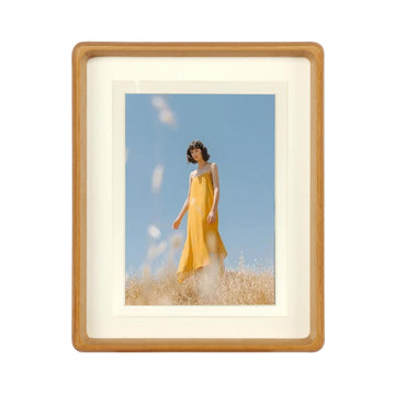 8x10 Picture Frame with 5x7/6x8 Mat - Solid Teak Wood Farmhouse Frame, Wall & Tabletop Display for Vintage Portraits