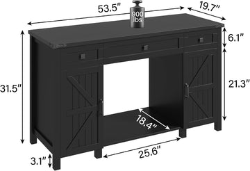 Farmhouse 55-75 Gallon Fish Tank Stand with Power Outlet, Aquarium Stand with 2 Drawers and Adjustable Shelves, Heavy