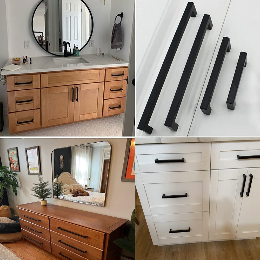 40 Pack Matte Black Cabinet Pulls, Single Hole Drawer Handles