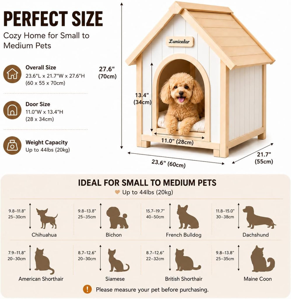 Indoor Dog House for Small Dogs, Furniture Style Pet House, Natural Solid Wood Dog House, Wooden Puppy Kennel