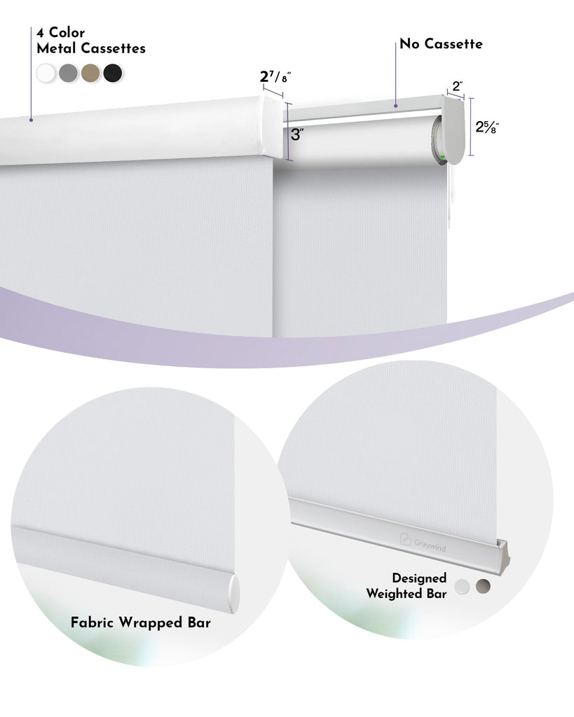 Motorized Roller Shade Blinds 100% Blackout Shades Cordless Waterproof Remote Control Window Automated Blinds with