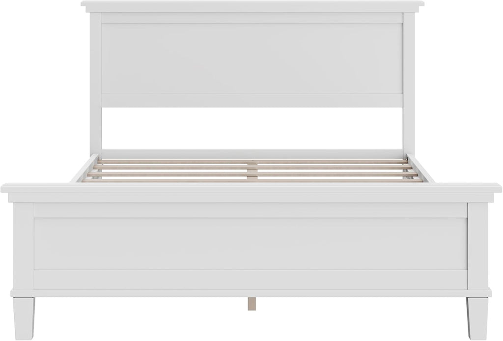 Queen Wood Platform Bed Frame with Headboard, Farmhouse Bed Frame, Mid-Century Modern Bedroom Furniture, Wood Slat