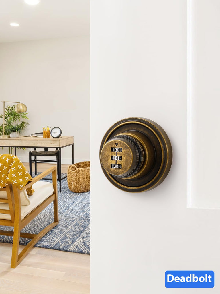 Deadbolt Antique Brass Retro Passcode Keyless Entry Dead Bolt, 1 Pack
